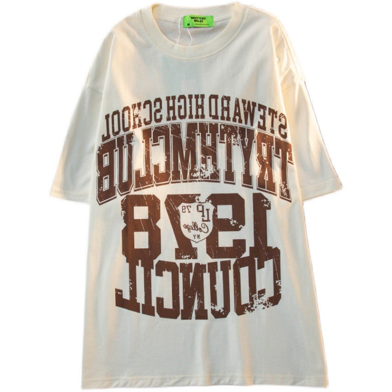 Retro T-shirt Unisex Casual Vintage Street Oversize Short-sleeved Couple Outfit