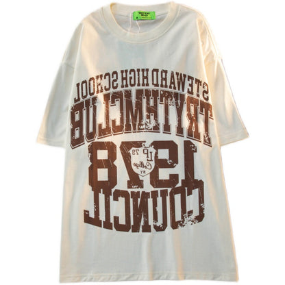 Retro T-shirt Unisex Casual Vintage Street Oversize Short-sleeved Couple Outfit