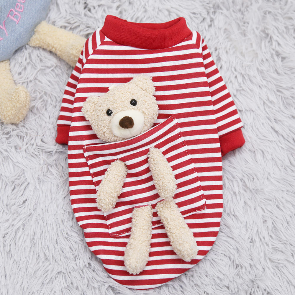 Internet Celebrity Pocket Bear Dog Cat Guard Clothes Autumn And Winter Plus Fleece Small Dog Warm Pet Supplies