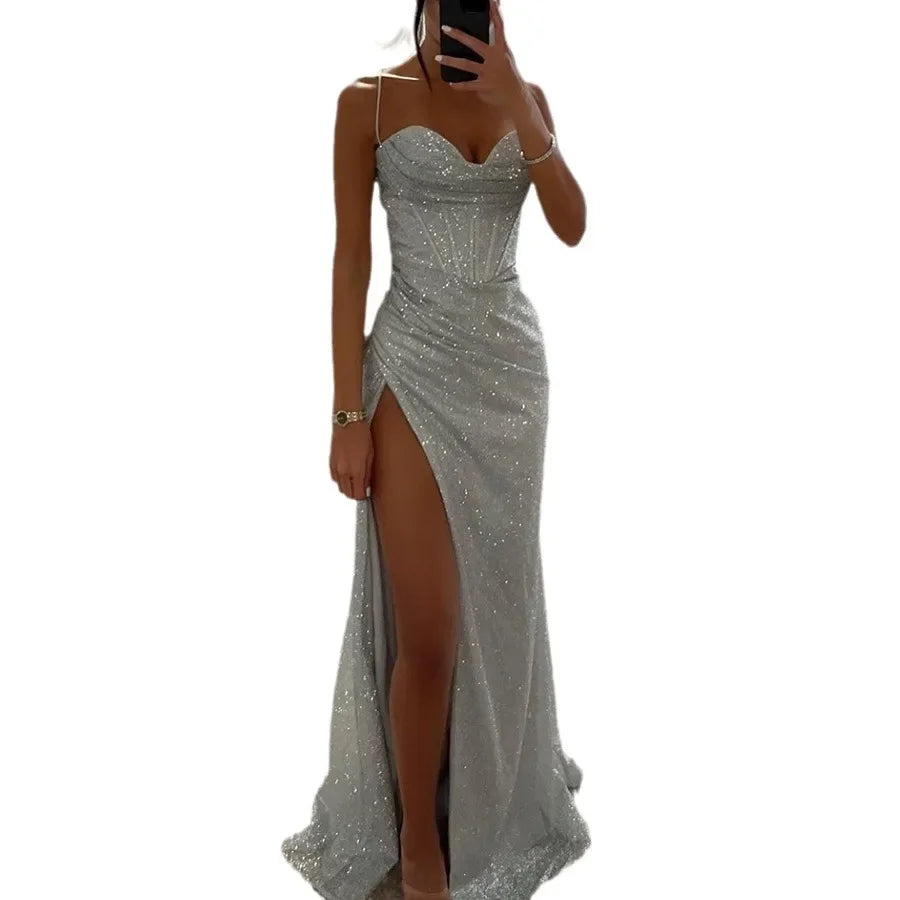 Cross-border Women Fashion Sexy Amazon European And American Temu Hot Dress Long Dress Banquet Evening Dress Dress