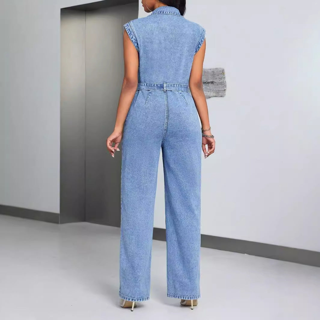 Denim Wear Sleeveless Casual Jumpsuit Trousers Jeans