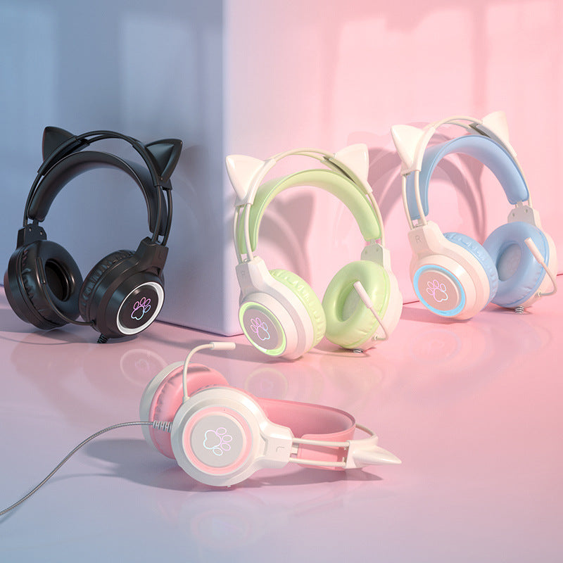 Cat EarE-sports Headset Student Computer Headset Head-mounted Wired Gaming Headset