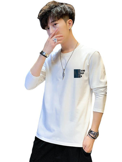 Men&amp;amp;#039;s T-shirt Long-sleeved Thin Section Autumn Jacket Outerwear Men&amp;amp;#039;s Spring And Autumn Style Trendy Brand Bottoming Shirt Dark Gray