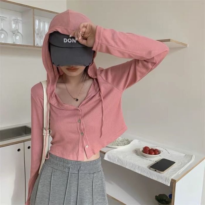 Sun Protection Cardigan Female Summer Small Slim-fit Hood Jacket Long-sleeved