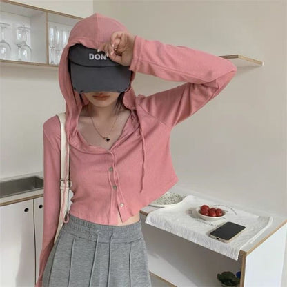 Sun Protection Cardigan Female Summer Small Slim-fit Hood Jacket Long-sleeved