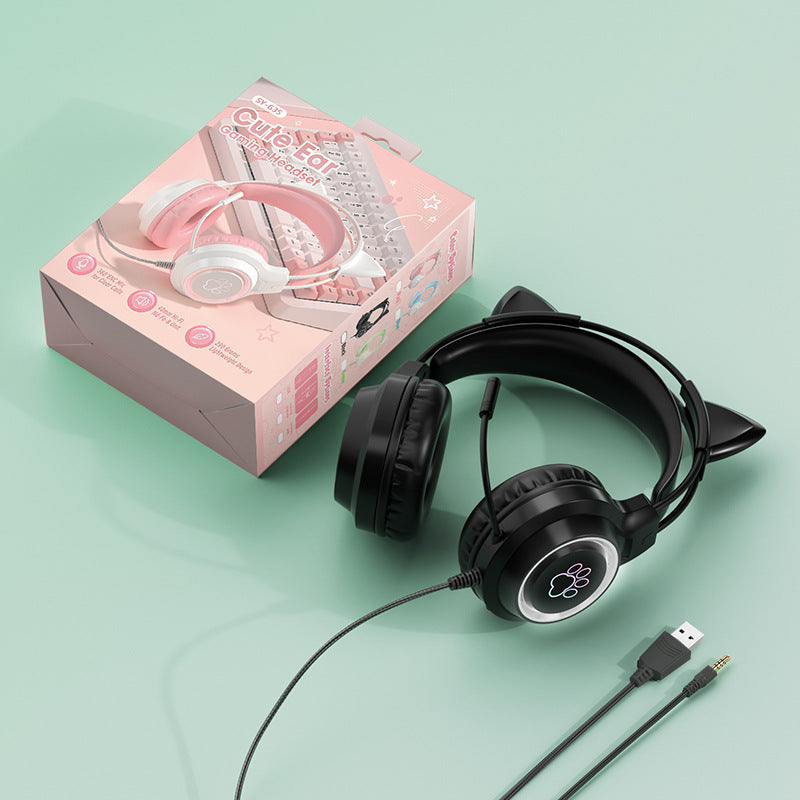Cat EarE-sports Headset Student Computer Headset Head-mounted Wired Gaming Headset