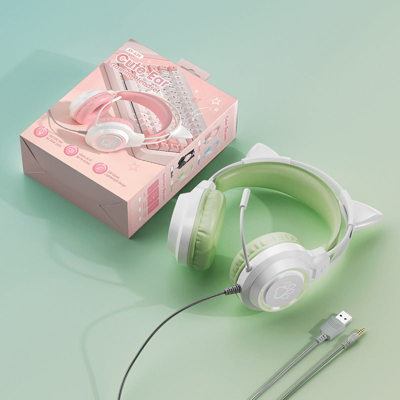 Cat EarE-sports Headset Student Computer Headset Head-mounted Wired Gaming Headset