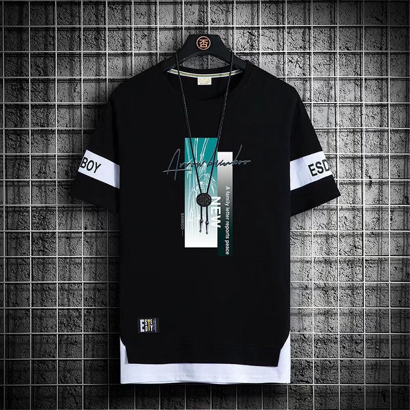 Short-sleeved T-shirt Men&#039;s Tide Brand Summer Thin Section New Half-sleeved Men&#039;s Ice Silk T-shirt Loose Youth Clothes T
