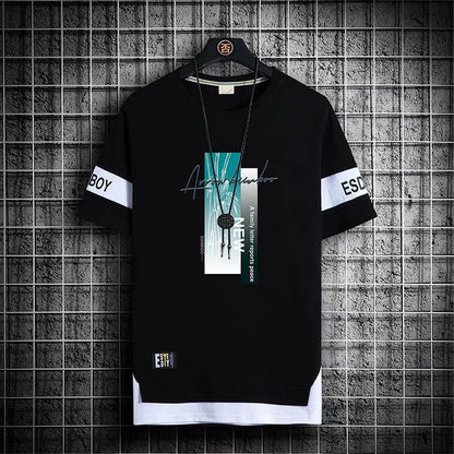 Short-sleeved T-shirt Men&#039;s Tide Brand Summer Thin Section New Half-sleeved Men&#039;s Ice Silk T-shirt Loose Youth Clothes T