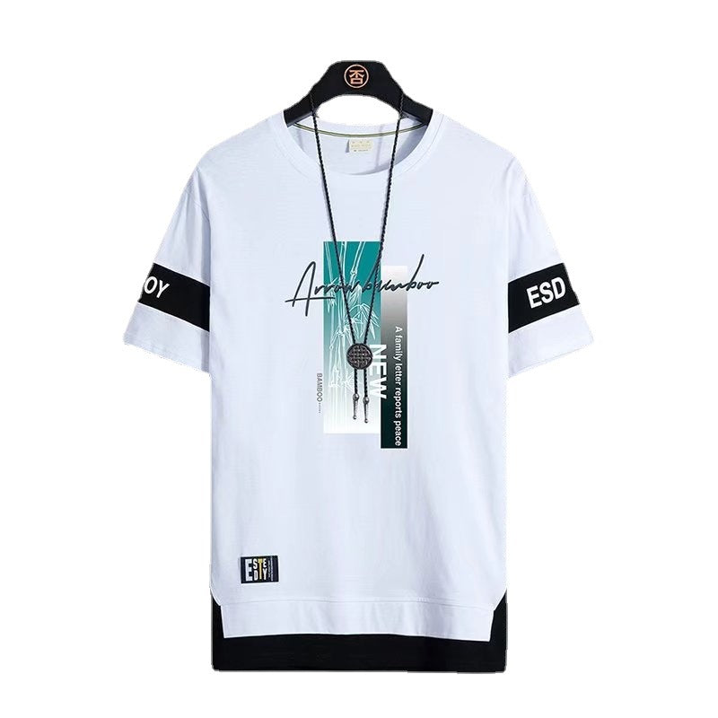 Short-sleeved T-shirt Men&#039;s Tide Brand Summer Thin Section New Half-sleeved Men&#039;s Ice Silk T-shirt Loose Youth Clothes T