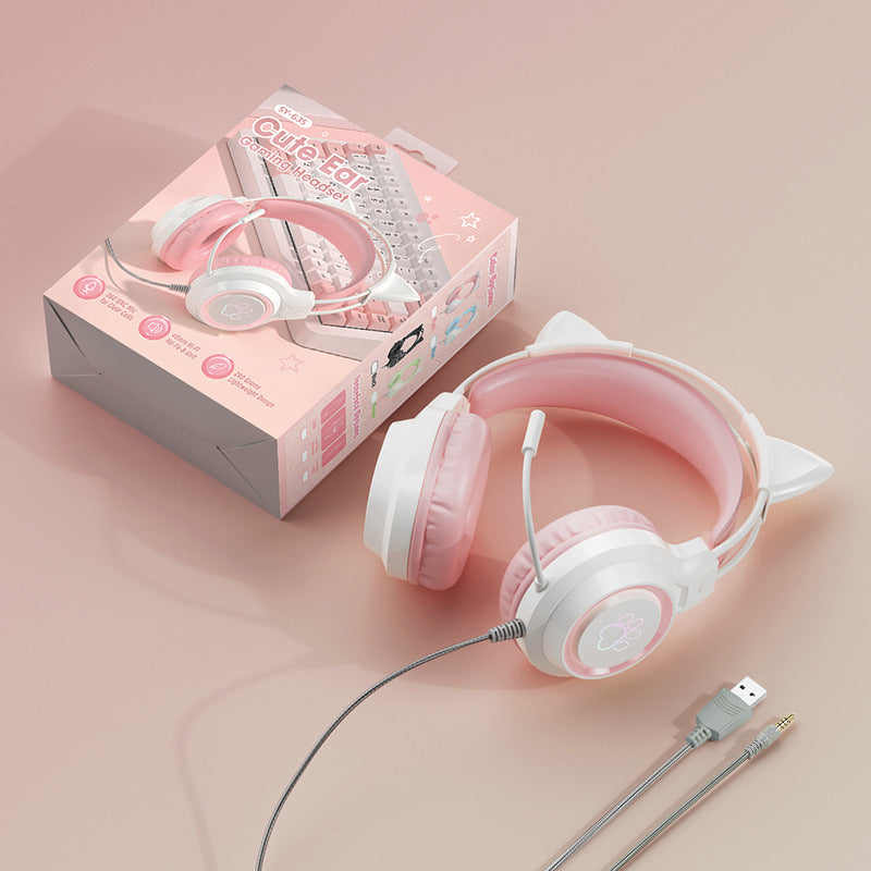 Cat EarE-sports Headset Student Computer Headset Head-mounted Wired Gaming Headset