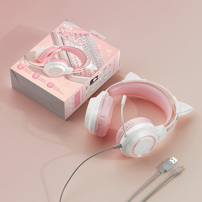 Cat EarE-sports Headset Student Computer Headset Head-mounted Wired Gaming Headset