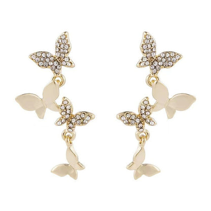 New Women's Temperament Four Butterfly Copper Earrings