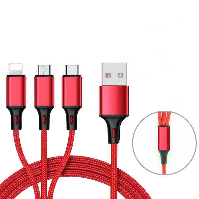 Data Cable Three-in-one Fast Charging Cable, Car Universal Universal Mobile Phone Multi-head Charging Cable