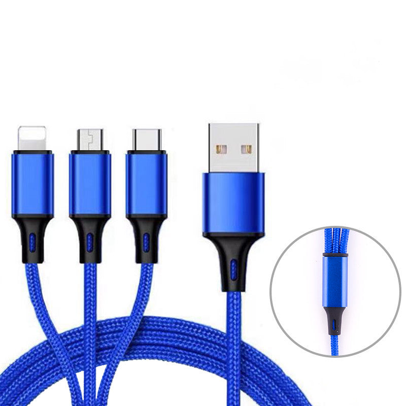 Data Cable Three-in-one Fast Charging Cable, Car Universal Universal Mobile Phone Multi-head Charging Cable