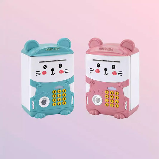 Children&#039;s Password Piggy Bank Smart Password ATM Automatic Roll Money Fingerprint Sound And Light Cartoon Toy