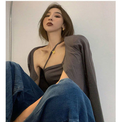 Long-sleeved T-shirt Women&#039;s Early Autumn Thin Hot Girls Wear Small Cardigans 2021 New Loose And Thin All-match Short Tops