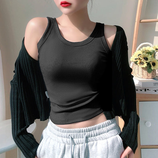 Thin Summer Non-Chest Pad Camisole Vest Women&#039;s Breathable Slimming Thread Cotton Anti-Glow All-Match Base Inner Top