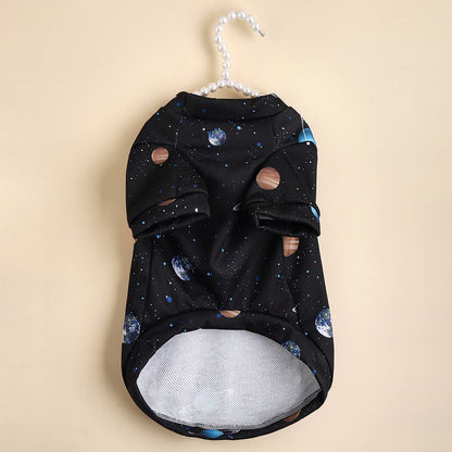 Ins Spring And Summer New Dog Clothes T-shirt Cosmic Planet Print Cat Clothes Small Dog Biped Clothes Dog Clothes
