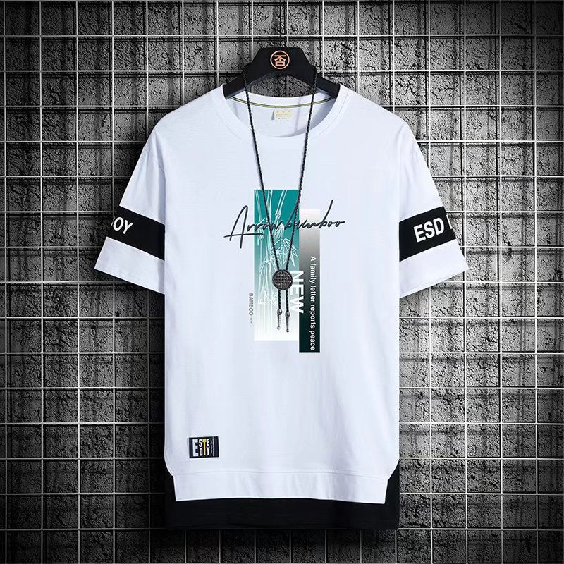 Short-sleeved T-shirt Men&#039;s Tide Brand Summer Thin Section New Half-sleeved Men&#039;s Ice Silk T-shirt Loose Youth Clothes T