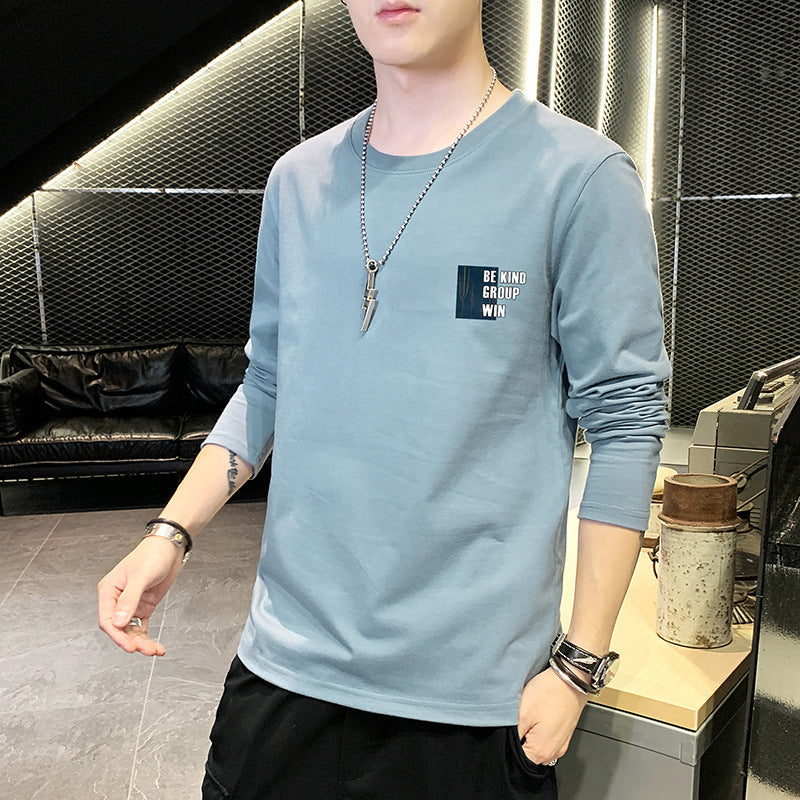 Men&amp;amp;#039;s T-shirt Long-sleeved Thin Section Autumn Jacket Outerwear Men&amp;amp;#039;s Spring And Autumn Style Trendy Brand Bottoming Shirt Dark Gray