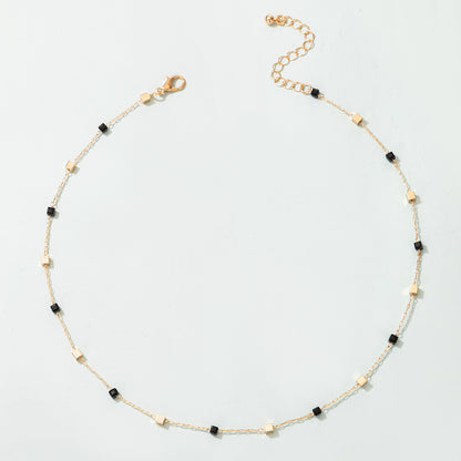 Cross-border Hot Selling Europe And The United States Cold Style Ins Necklace Creative Small Rice Beads Fashion Thin Fashionable Neck Chain Card Neck Chain