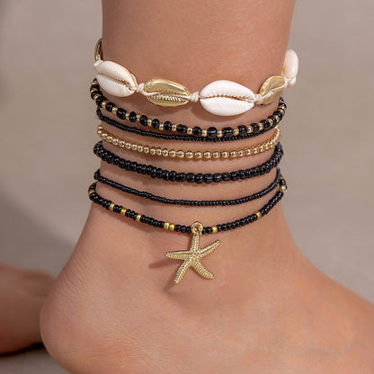 Bohemian Style Bead Anklet Suit Summer Leisure