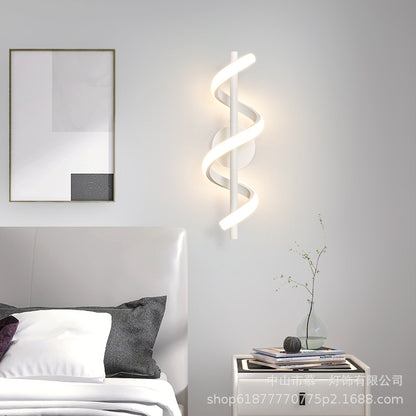 Bedside Wall Lamp Light Luxury Modern Simple Creative Spiral Bedroom Wall Lamp Minimalist Led Living Room TV Background Wall Lamp
