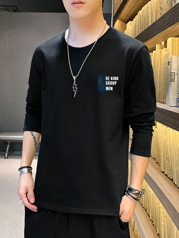 Men&amp;amp;#039;s T-shirt Long-sleeved Thin Section Autumn Jacket Outerwear Men&amp;amp;#039;s Spring And Autumn Style Trendy Brand Bottoming Shirt Dark Gray