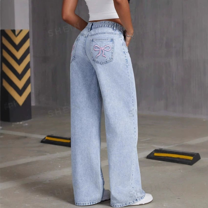 Vintage Bow Jeans For Women