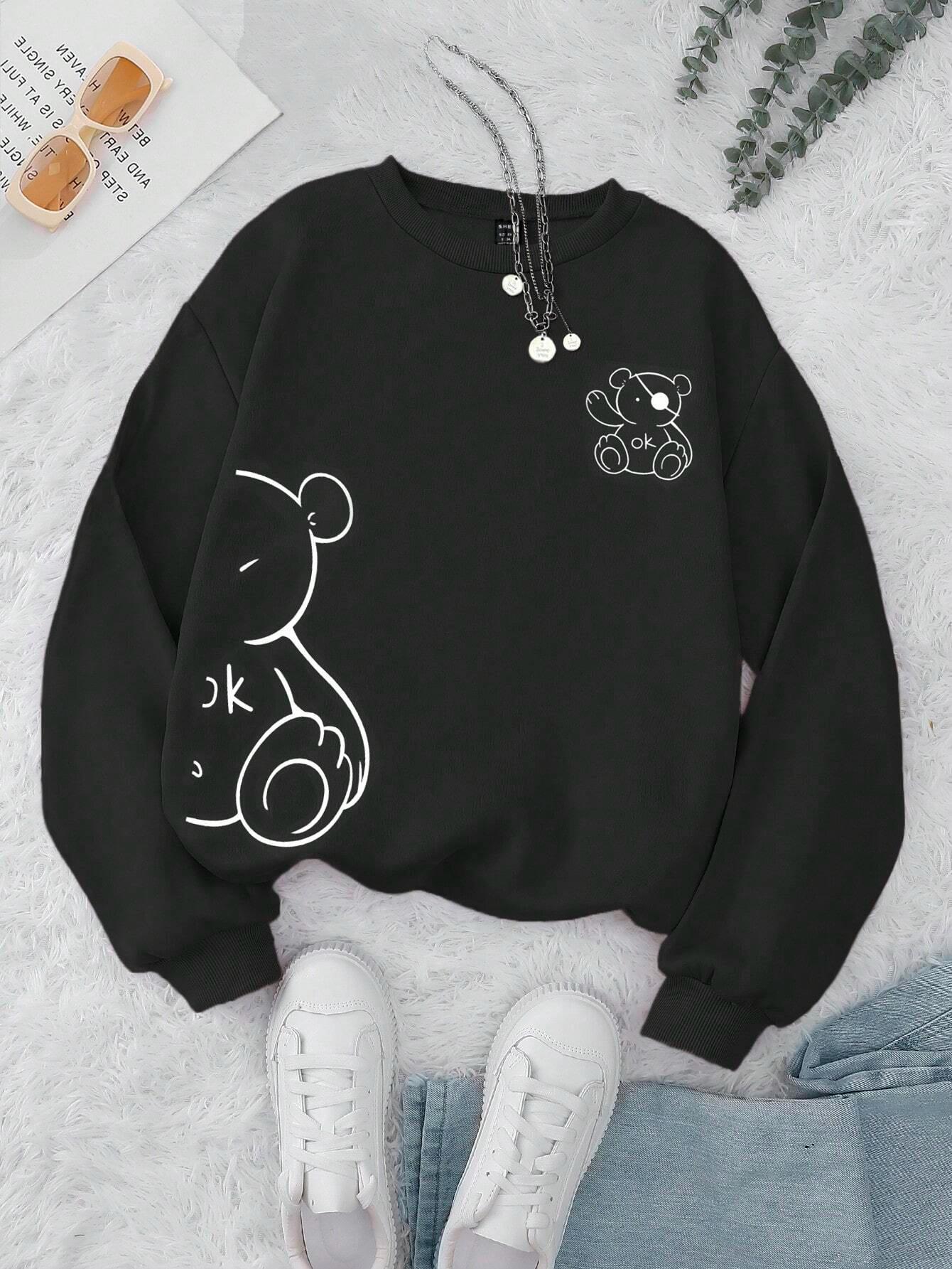 Teddy Bear Printing Sweatshirts