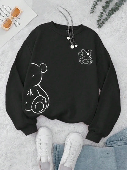 Teddy Bear Printing Sweatshirts