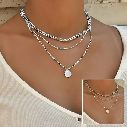Disc Pendant Clavicle Necklace Chains