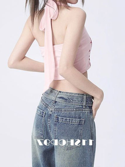 Halterneck Vest Sling Crop Top