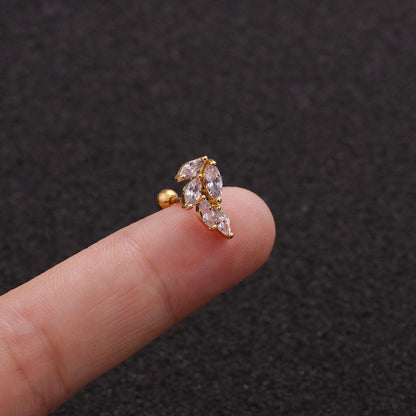 Creative Leaves Ear Studs Twist Ball Stainless Steel Ear Bone Nail
