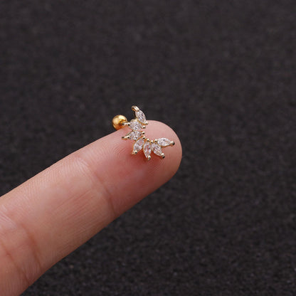 Creative Leaves Ear Studs Twist Ball Stainless Steel Ear Bone Nail