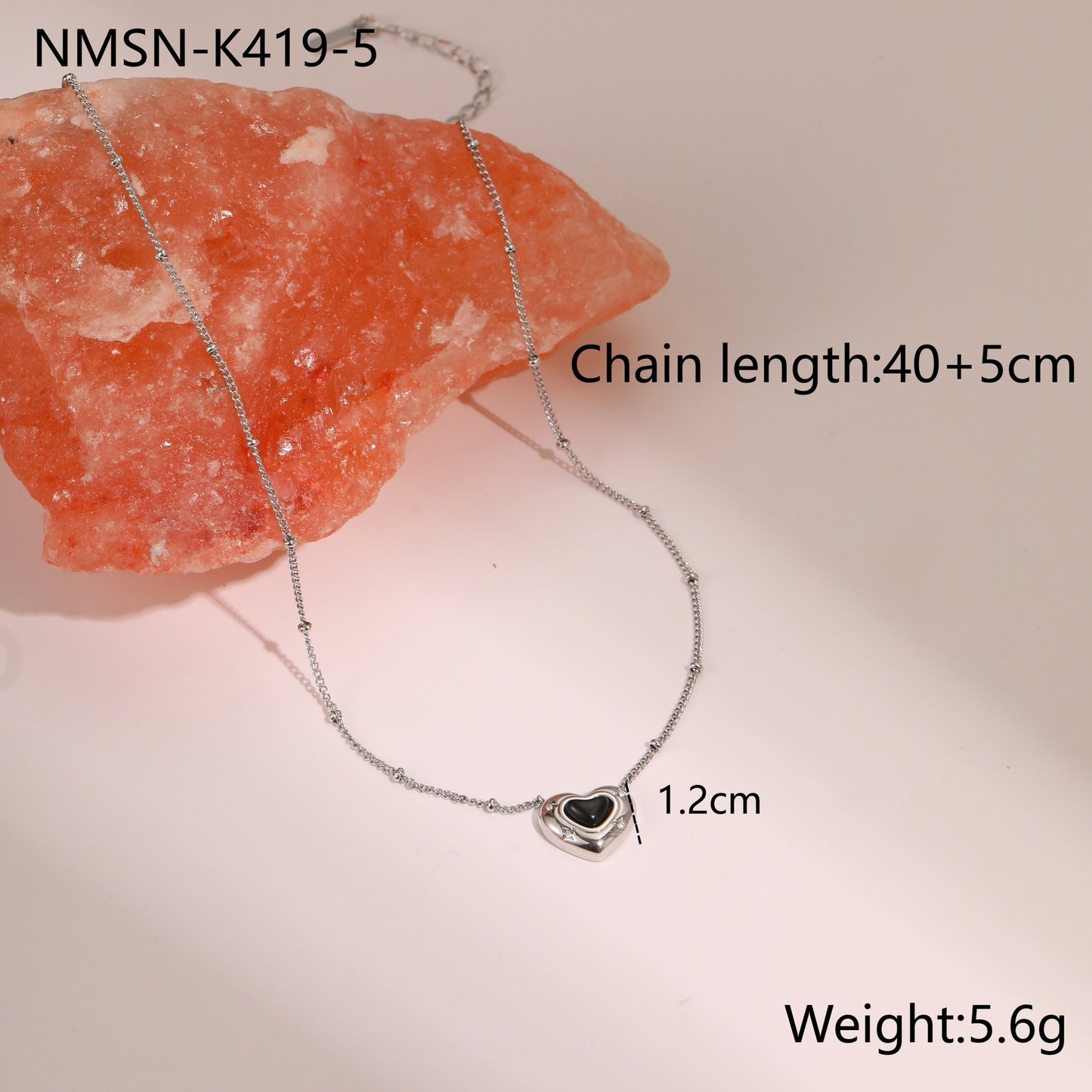 Heart-shaped Natural Stone Pendant Necklace