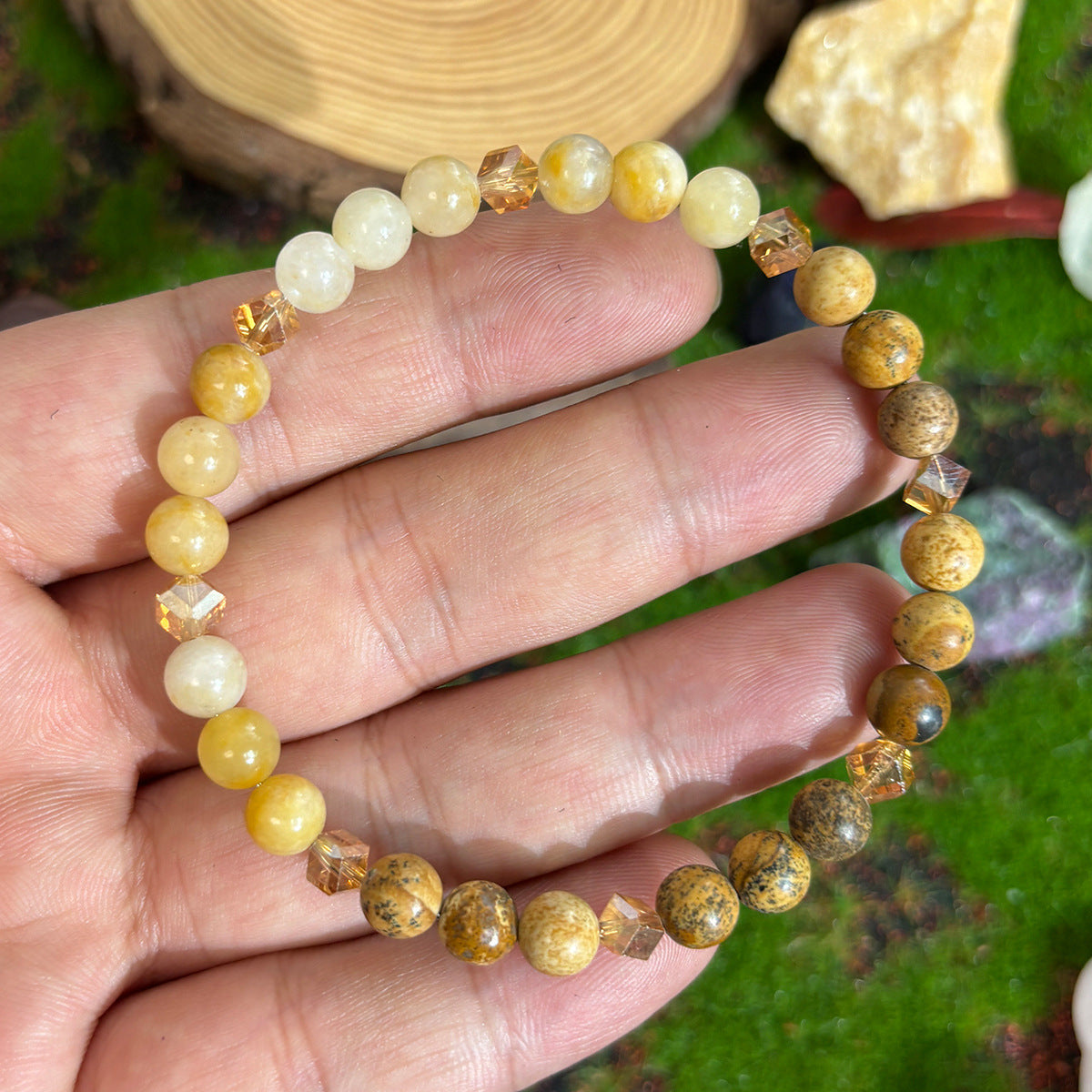 Handmade Map Stone Citrine Beaded Bracelet