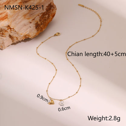 Ins Fashion Pearl Heart Pendant Clavicle Chain