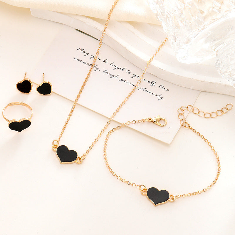 Suit Heart Necklace Set