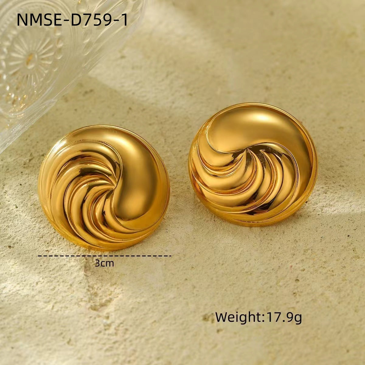 Exaggerated Titanium Steel Earrings 18K Gold Plating Non-fading