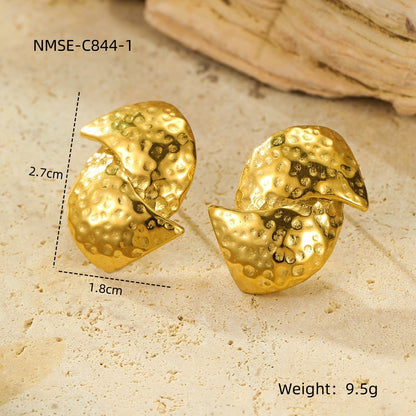 Exaggerated Titanium Steel Earrings 18K Gold Plating Non-fading