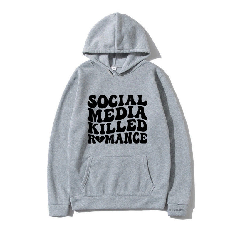 Spring Letter Pattern Printed Hoodie Long Sleeve Casual Coat Top
