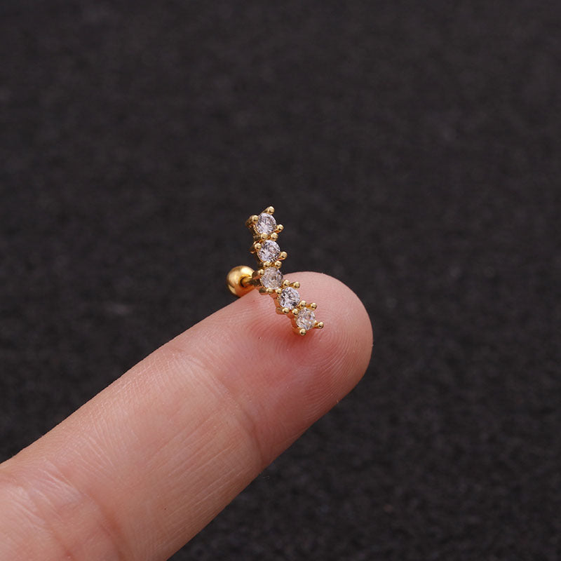 Creative Leaves Ear Studs Twist Ball Stainless Steel Ear Bone Nail