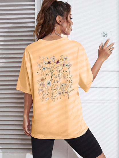 Beautiful Flower Clusters Print Cotton T-shirts