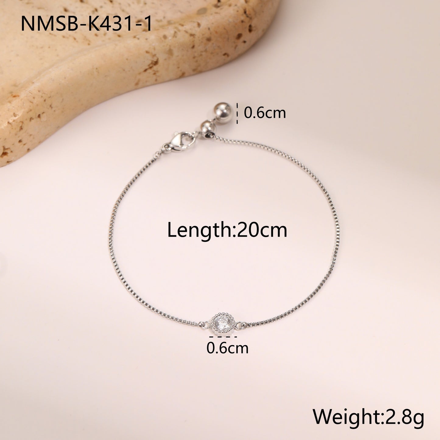 Diamond Zircon Bracelet Gold Plated Stainless Steel