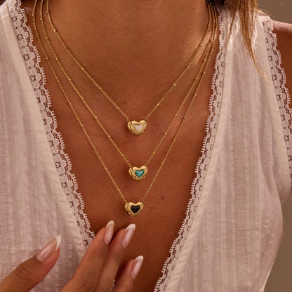 Heart-shaped Natural Stone Pendant Necklace