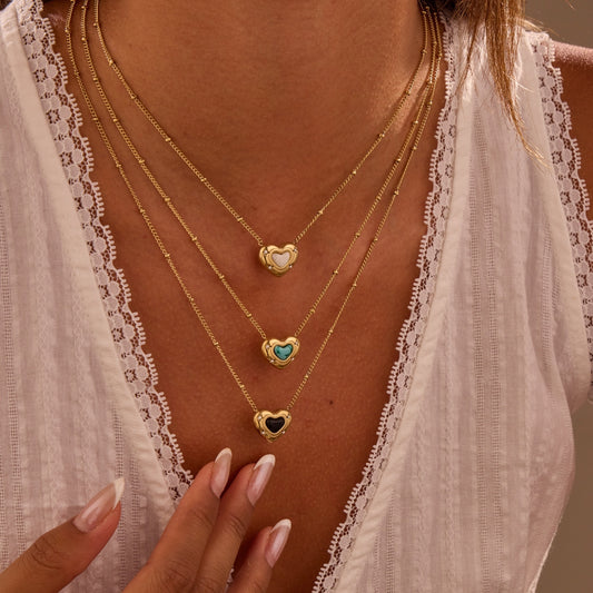 Heart-shaped Natural Stone Pendant Necklace