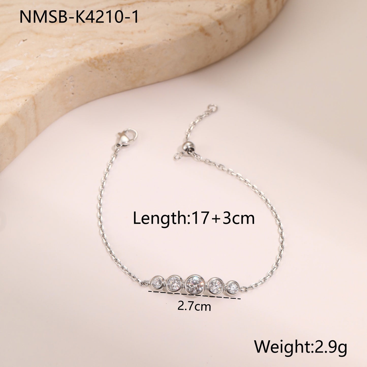 Diamond Zircon Bracelet Gold Plated Stainless Steel