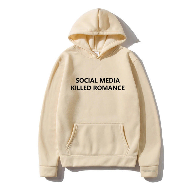 Spring Letter Pattern Printed Hoodie Long Sleeve Casual Coat Top